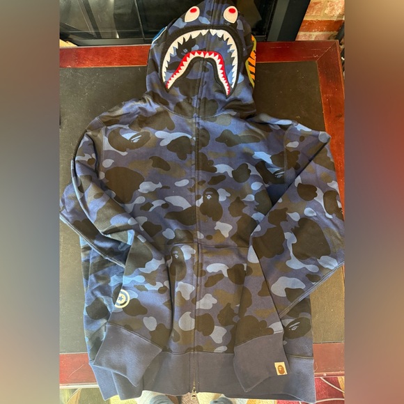 BAPE Color Camo Shark Fulk Zip HoodieSize LargeNavy